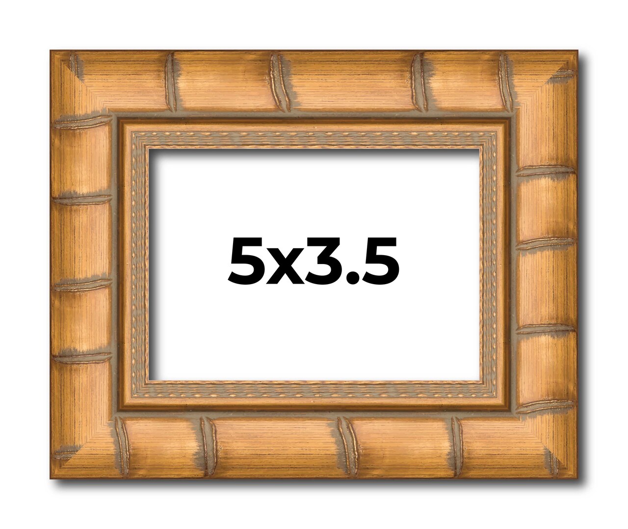 5x3.5 Modern Bamboo Picture Frame with UV-Resistant Acrylic & Acid Free Backing, Available in 5 Finishes - Gold, Silver, Brown, Black, and Natural
